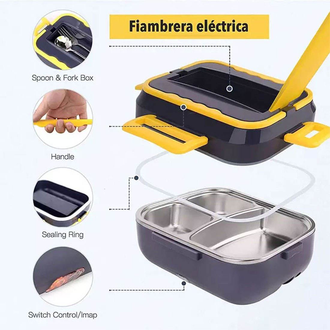 1.5L Portable Electric Lunch Boxes stainless steel Container with Insulation Bag for Car Truck