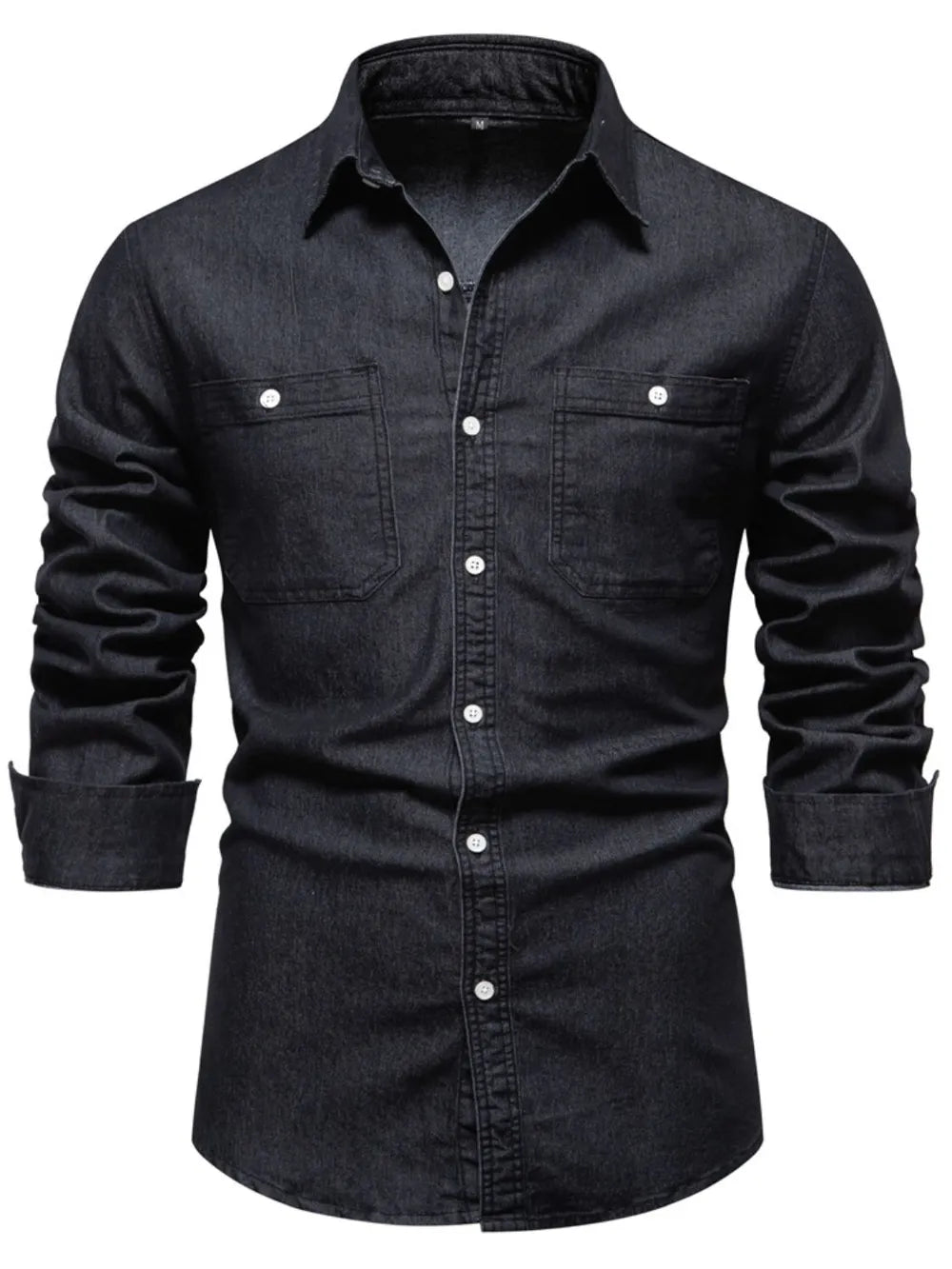 Men's Collared Neck Long Sleeve Denim Shirt