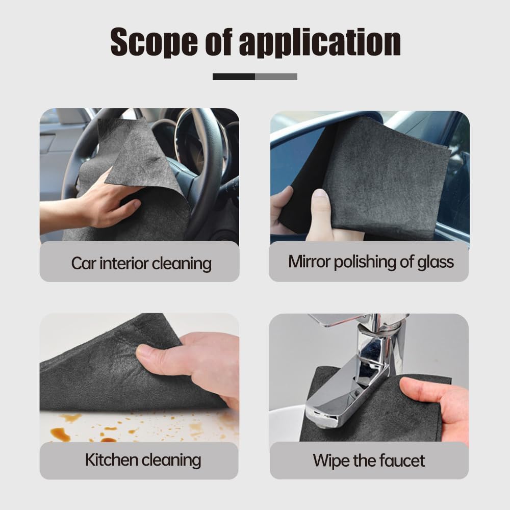 Thickened Magic Cleaning Cloth, 2025 New Magic Cleaning Cloths for Glass, Reusable Microfiber Cleaning Cloth Lint Free Streak Free Rags for Windows Mirrors Cars Kitchen Home Use (10, 11.8 × 11.8 in)