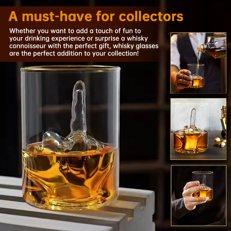 Middle Finger Whiskey Glass with 3D Finger Inside