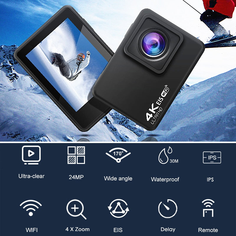 H10 EIS Anti-shake Action Camera Ultra HD 4K / 60fps WiFi 2.0" 170D Underwater Waterproof Cam Helmet Vedio Go Sport Pro Camera