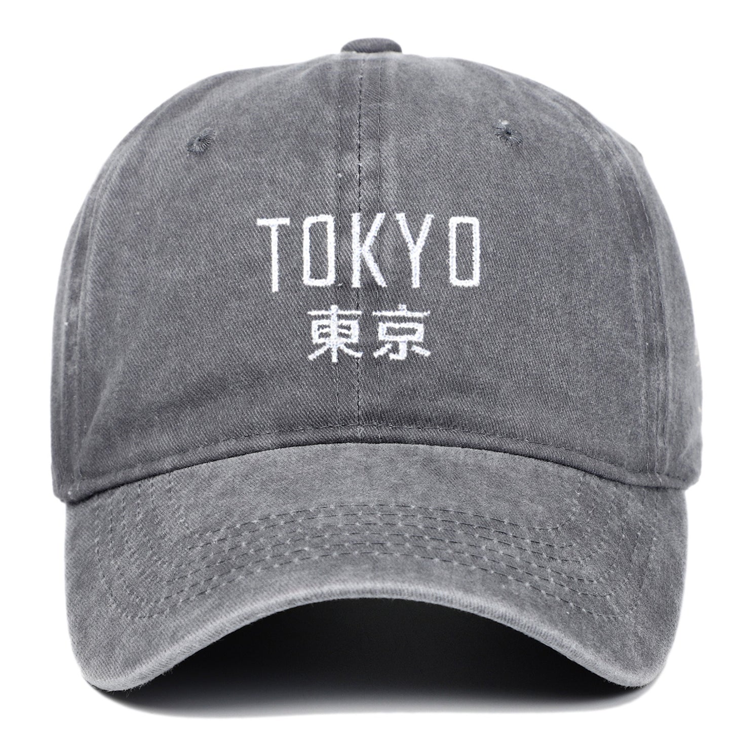 Tokyo letter embroidery soft top washed baseball cap