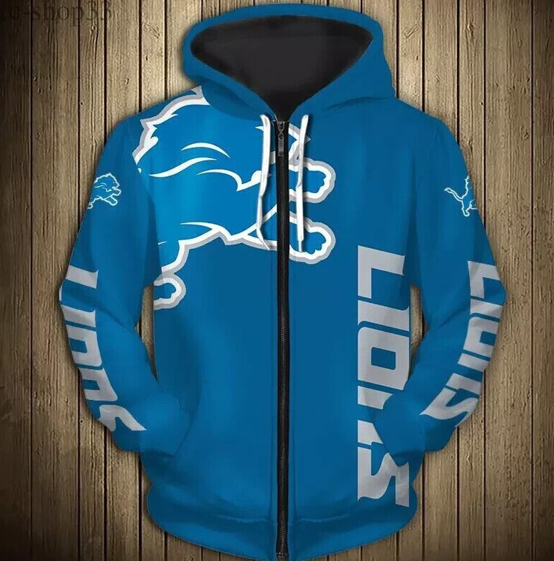 Detroit Lions New York Giants Buffalo Bills Digital Print zipper hooded cardigan jacket