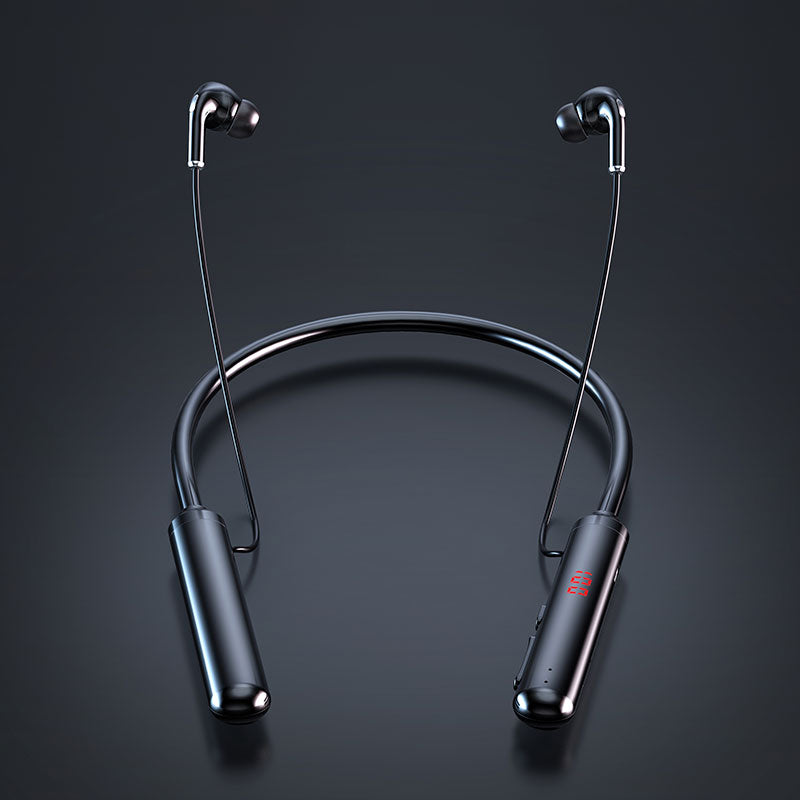 60 Hours Around Neck Headband Bluetooth Headphones Stereo Bass Wireless Headphone LED Display Headset TF Card