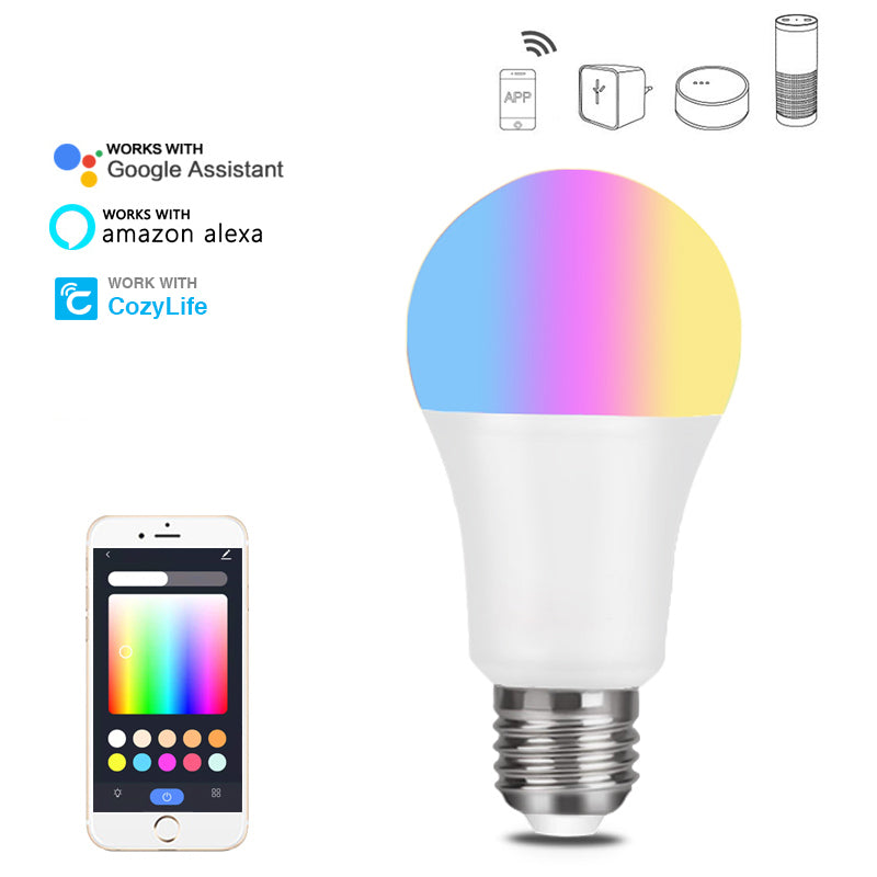 WiFi Smart Bulb Alexa Voice Control RGBCW Dimming Color