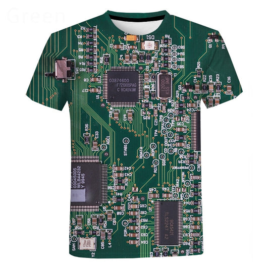 Electronic Chip 3D Printed Oversized T-shirt