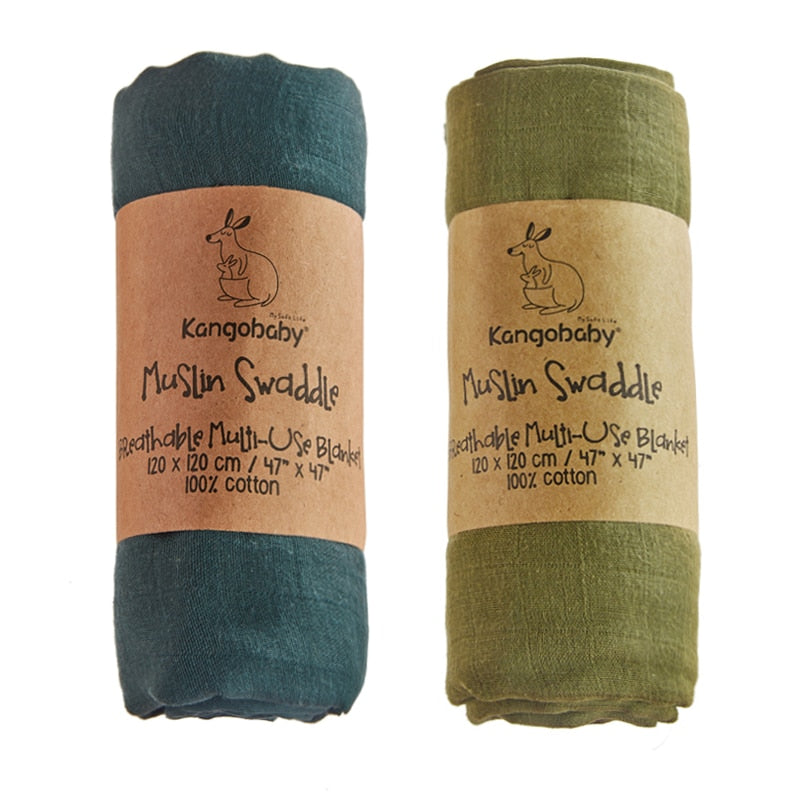 100% Cotton Plain Color 2pcs Set Swaddle Blanket