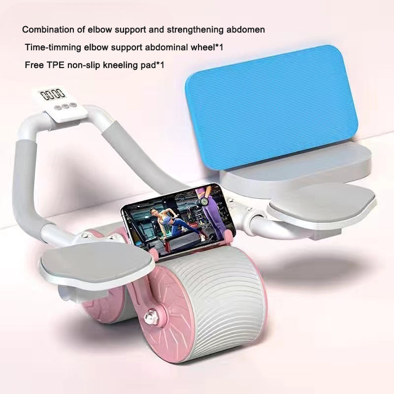 Abdominal muscle training equipment using elbow support rollers