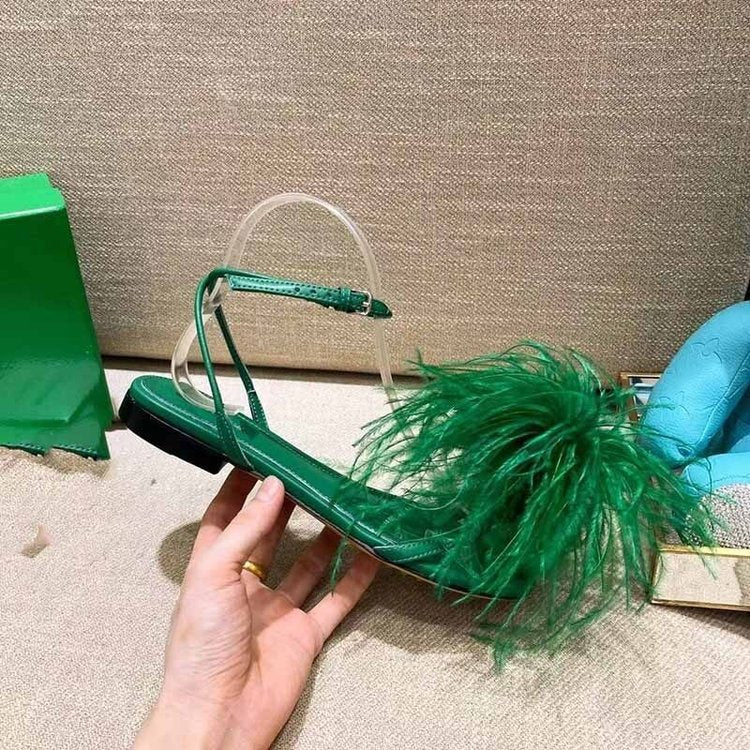 Turkey Hair Lady Fashion Hairy Fairy Style Flat Shoes Hair Shoes