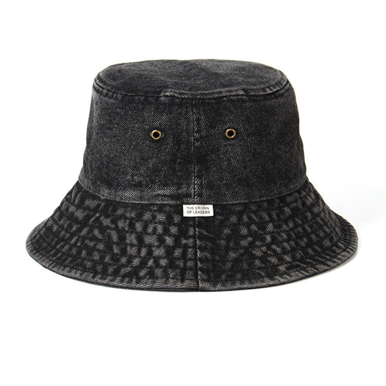 Washed denim fisherman bucket hat for men and women