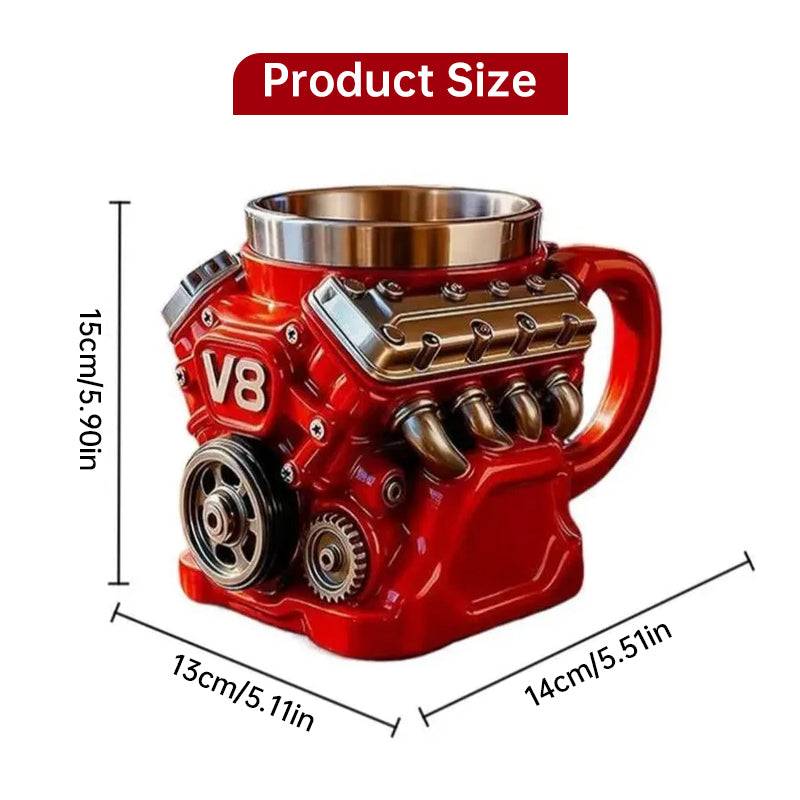 V8 Engine Mug | Stainless Steel Coffee Cup