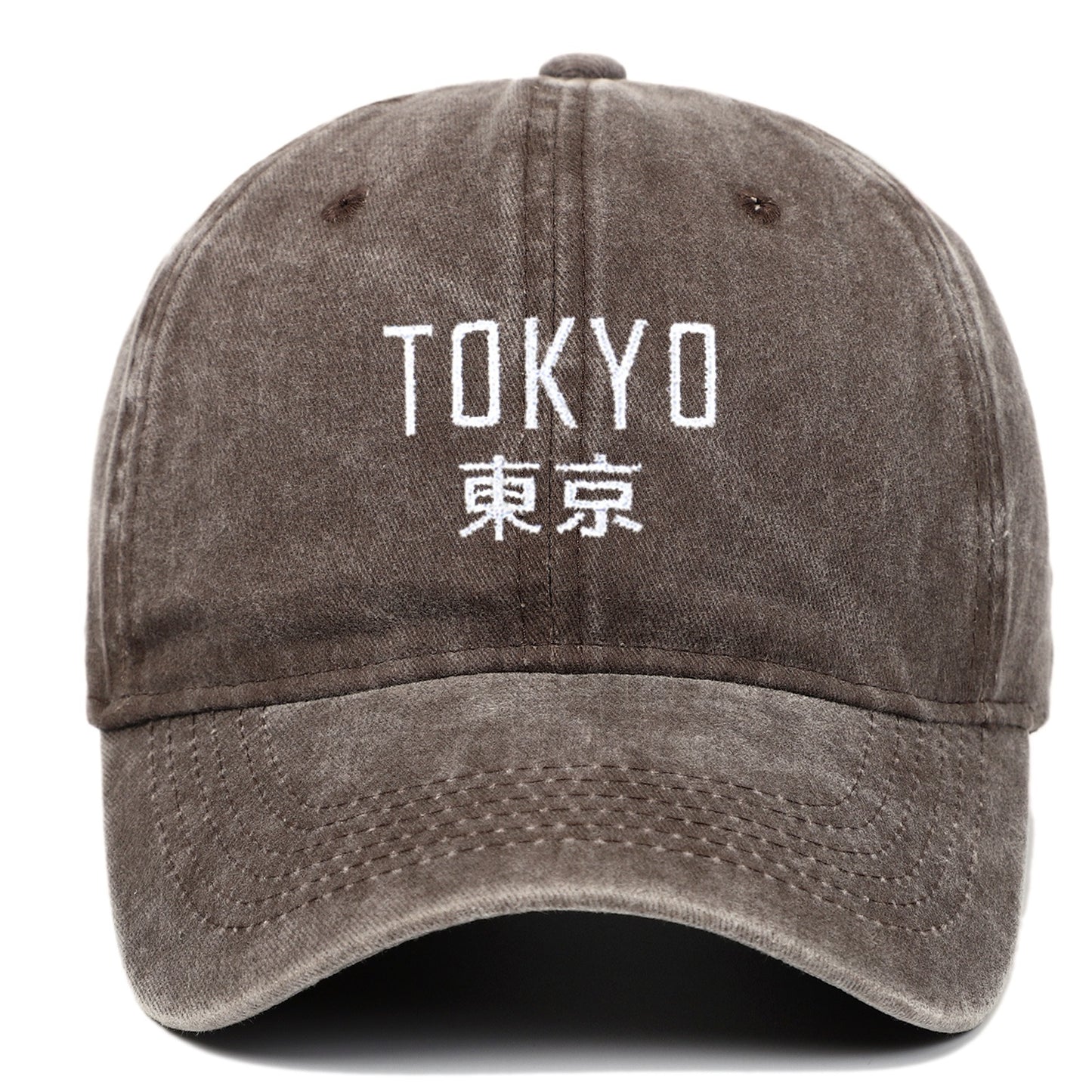 Tokyo letter embroidery soft top washed baseball cap