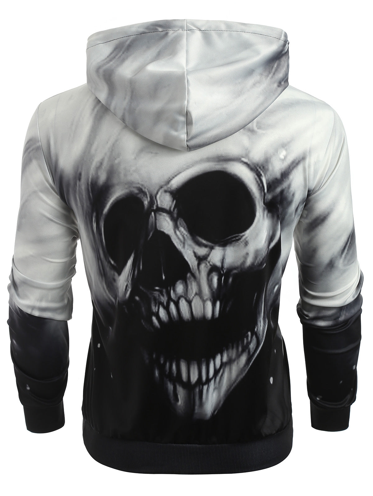 3D Printed Skull Print Long Sleeve Kangaroo Pocket Hoodie