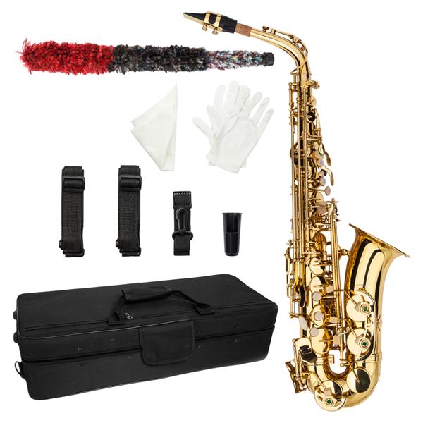 Mid-range Alto Drop E Lacquered Golden Saxophone Painted Golden Tube with Carve Patterns