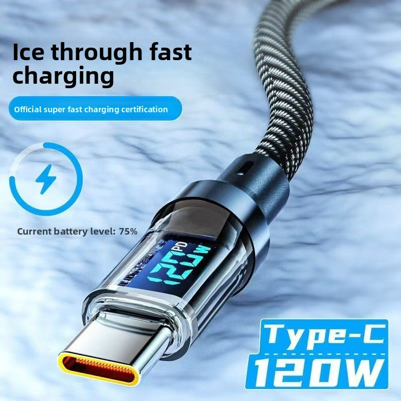 120W Digital Display Fast Charging Data Cable with Smart Power Off
