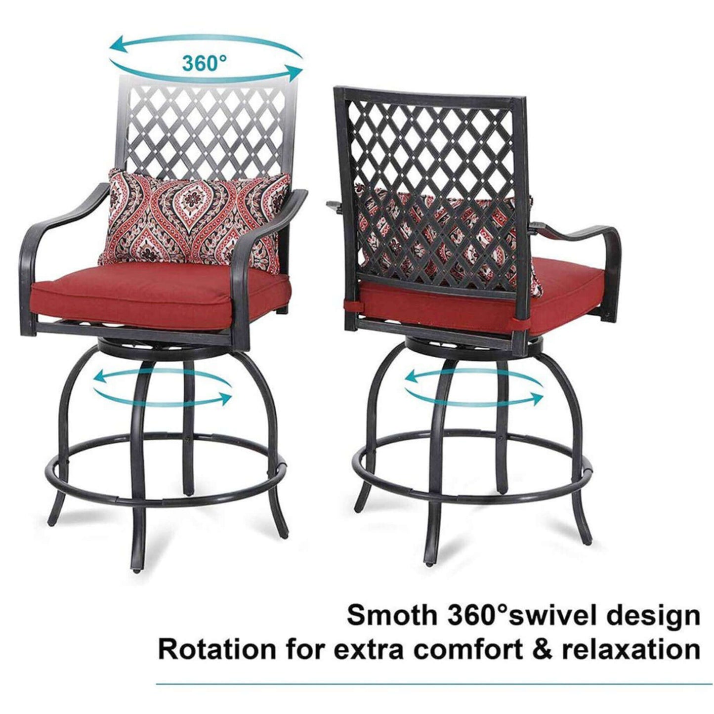 6PCS Outdoor Patio Bar Set Dining Table With Umbrella & Swivel Bar Stools (SAK53218)