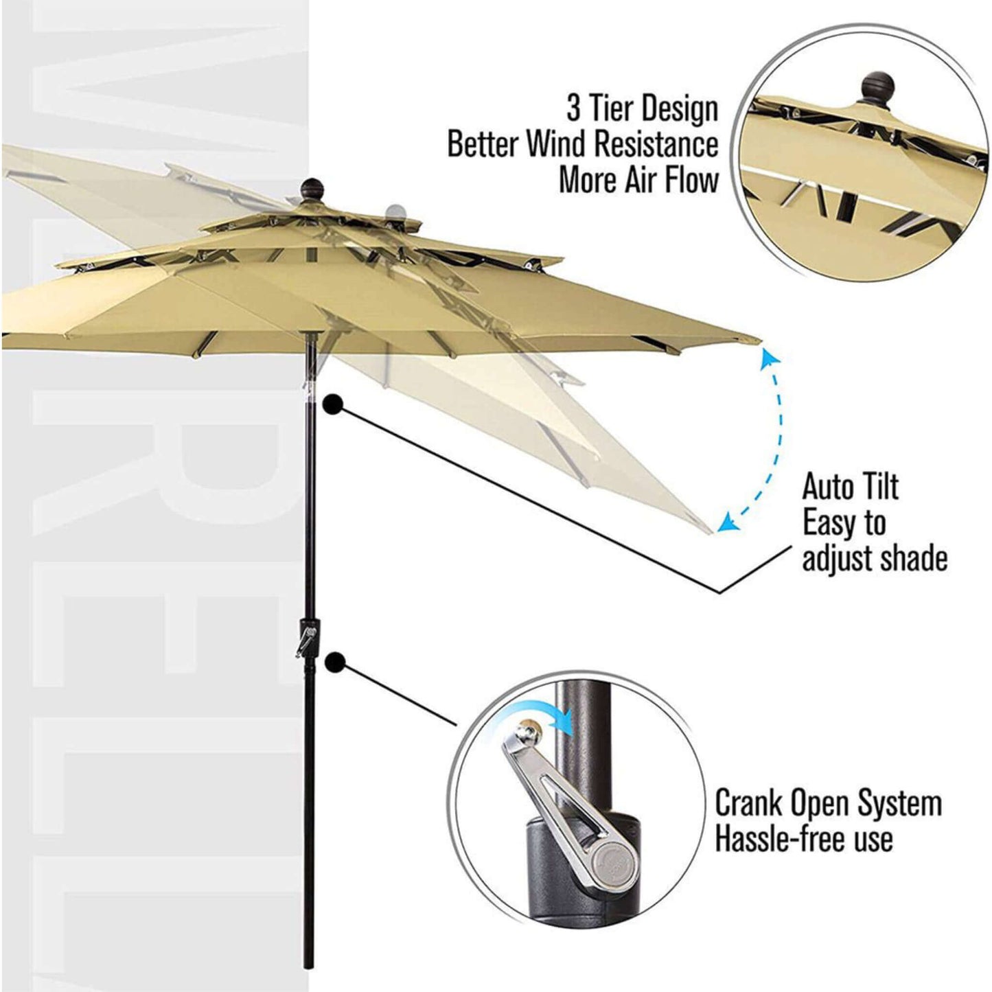6PCS Outdoor Patio Bar Set Dining Table With Umbrella & Swivel Bar Stools (SAK53218)