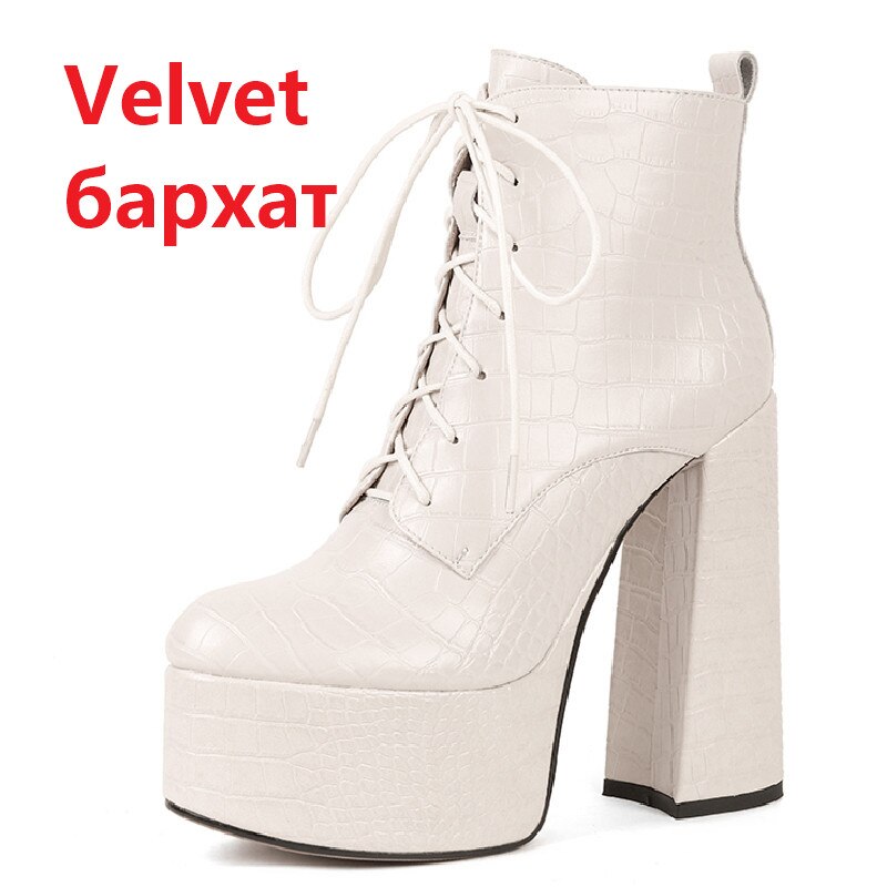 Ankle Boots Cross-Tied Genuine Leather High Heels Shoes