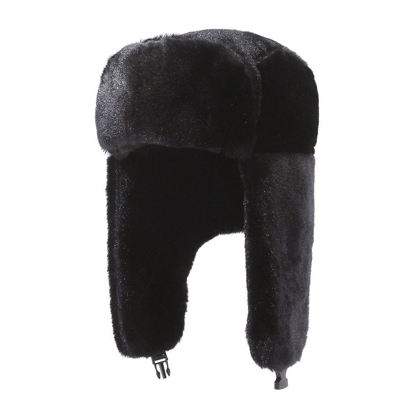Plush Lei Feng hat warm imitation rabbit fur cold hat, outdoor cycling, cold proof, thick cotton hat