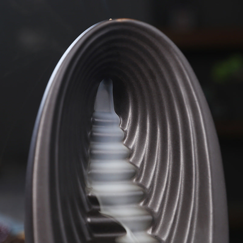 Back Flow Incense Burner Alpine Flowing Water Ceramic Tower Incense Burner