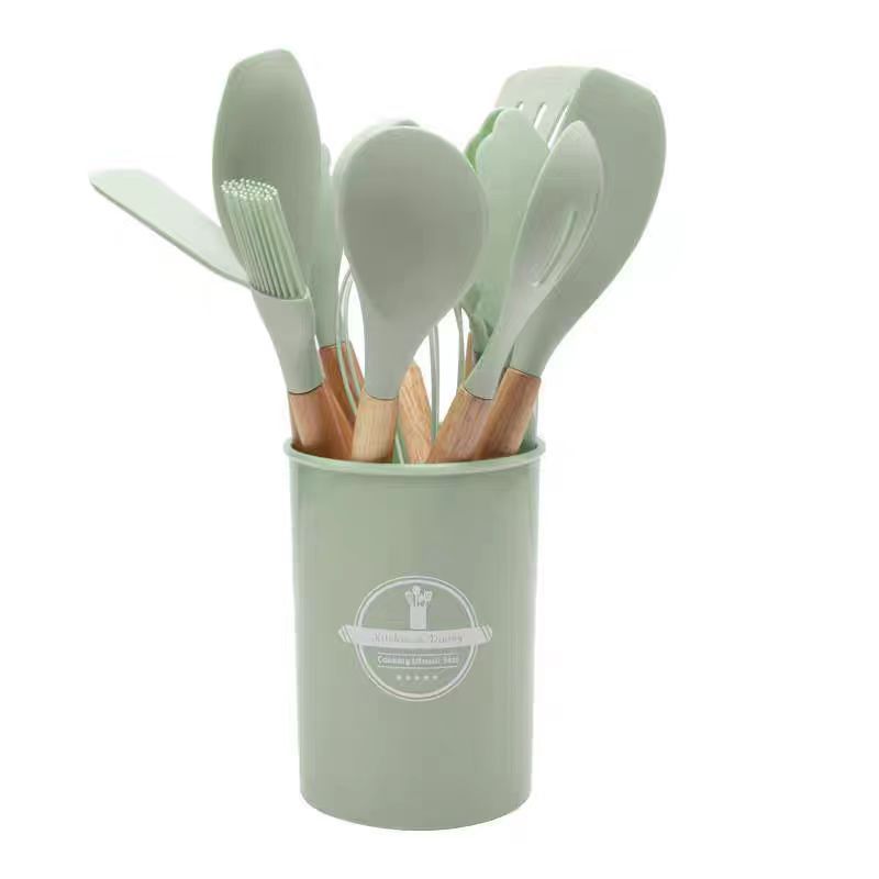 Wooden Handle Silicone Kitchenware 12-Piece Set
