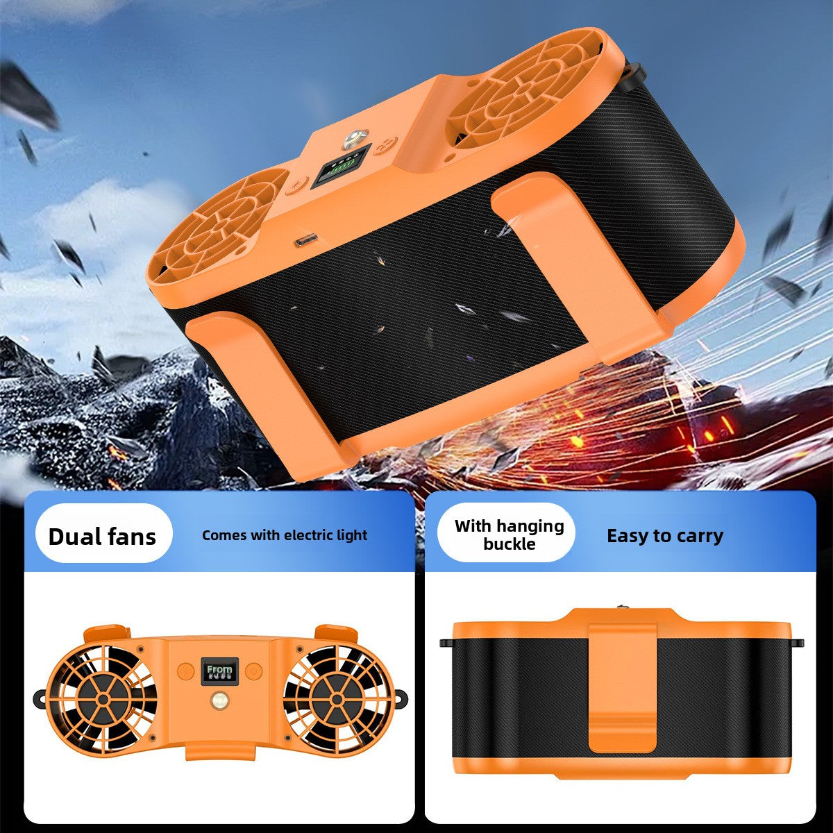 Portable Hanging Waist Fan with Fast Charge