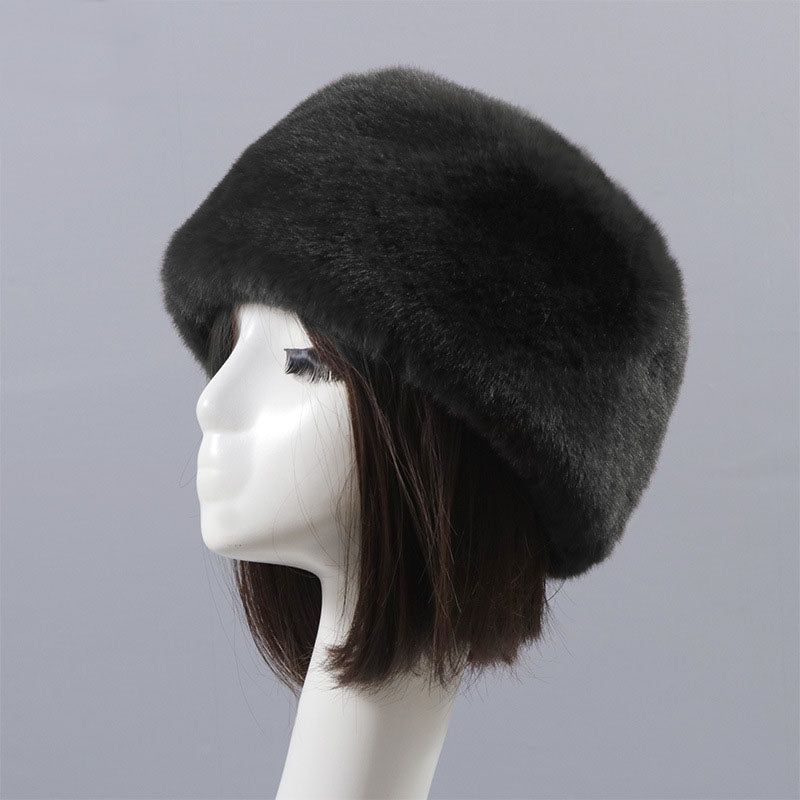 Otter Rabbit simulation fur round flat top brimless hat