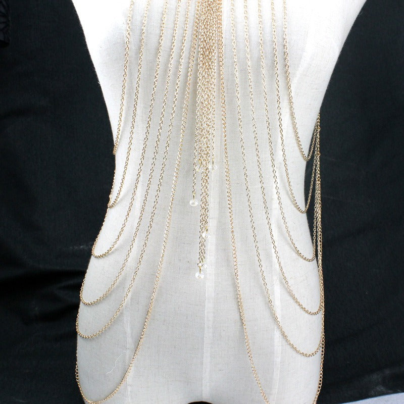 Crystal Multi layered Long Necklace Body Chain