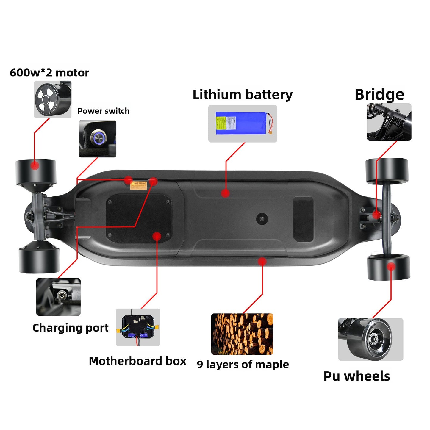 Electric Riding Skateboard with Remote Control