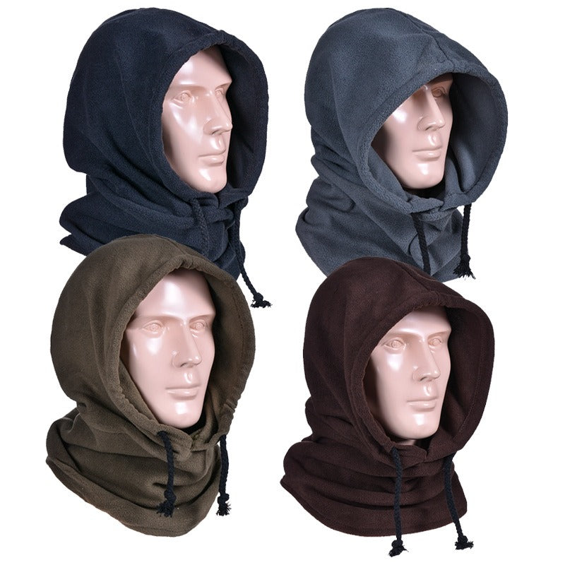 Polar Fleece Outdoor Riding Headgear Windproof Fleece Hat Warm Bib Face Shield One-Piece Mask