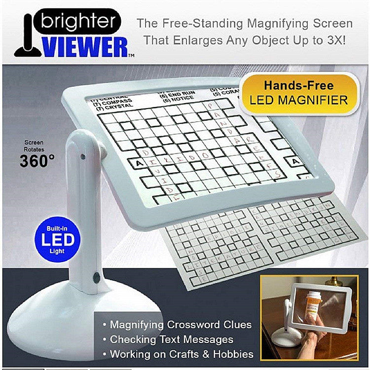 Screen Shaped Magnifier 360 Degree Rotating Bracket Desktop Magnifying Glass with LED Lights