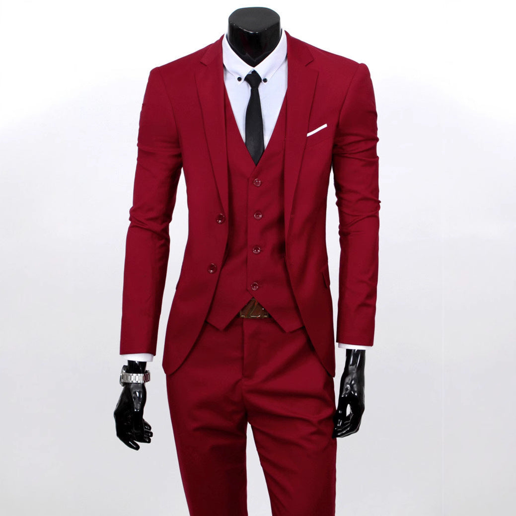 Suit set men's three piece set British casual business suit