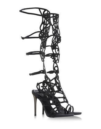 Suede hot diamond laser hollowed out Roman sandals