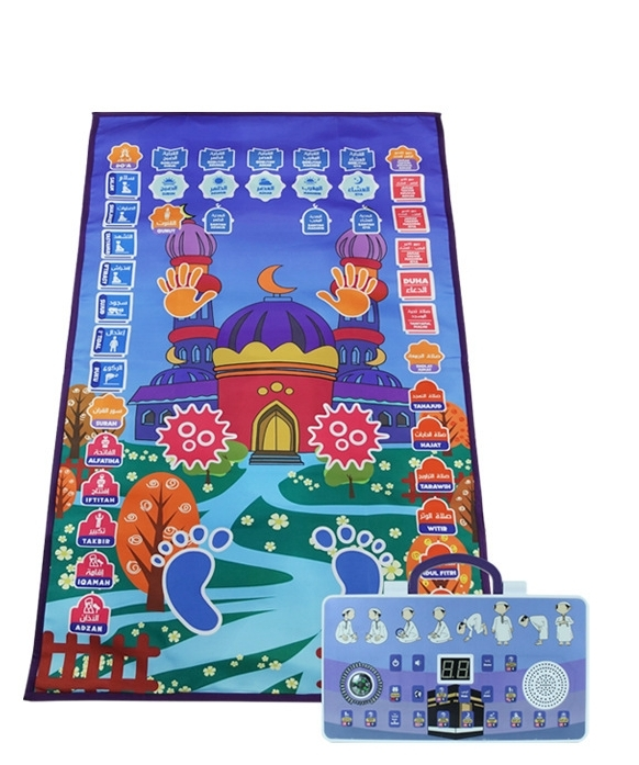 Islamic Interactive Prayer Rug Carpet for Children Worship Salat Musallah Praying Mats Electronic Digital Speaker Box