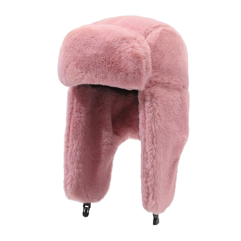 Plush Lei Feng hat warm imitation rabbit fur cold hat, outdoor cycling, cold proof, thick cotton hat