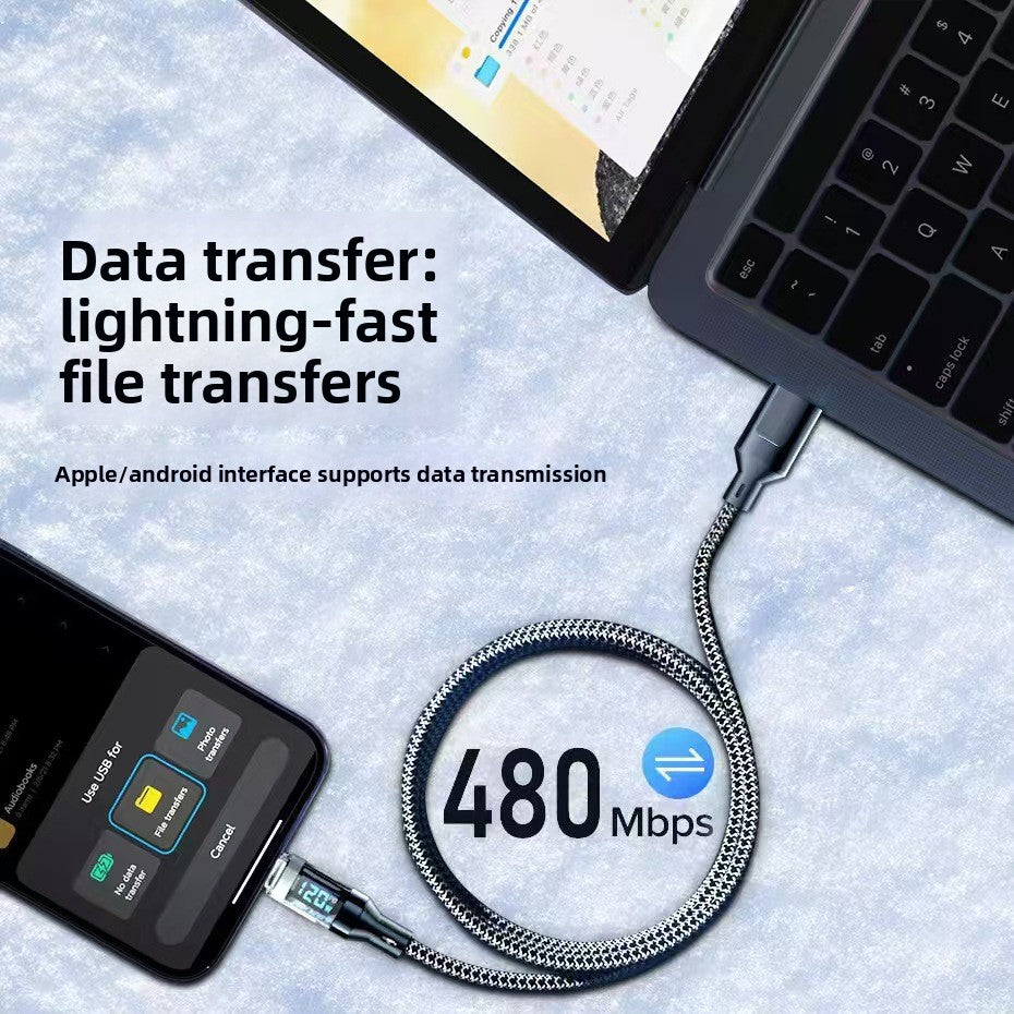 120W Digital Display Fast Charging Data Cable with Smart Power Off