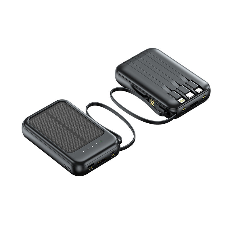 Mini Solar Power Bank with Built-In Cable