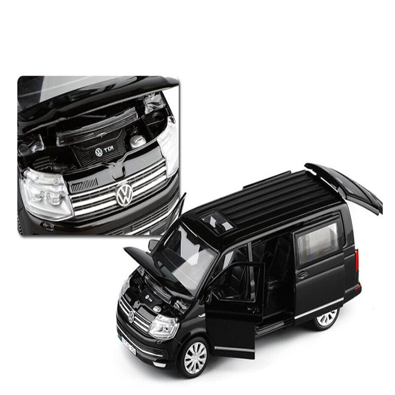 1:32 Zinc Alloy Bus Volkswagen Multivan T6 Van Alloy Car Diecast MPV Model Sound Lights