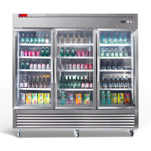 82" Commercial Stainless Steel Upright Display 3 Section Merchandiser Refrigerator (SAK15724)