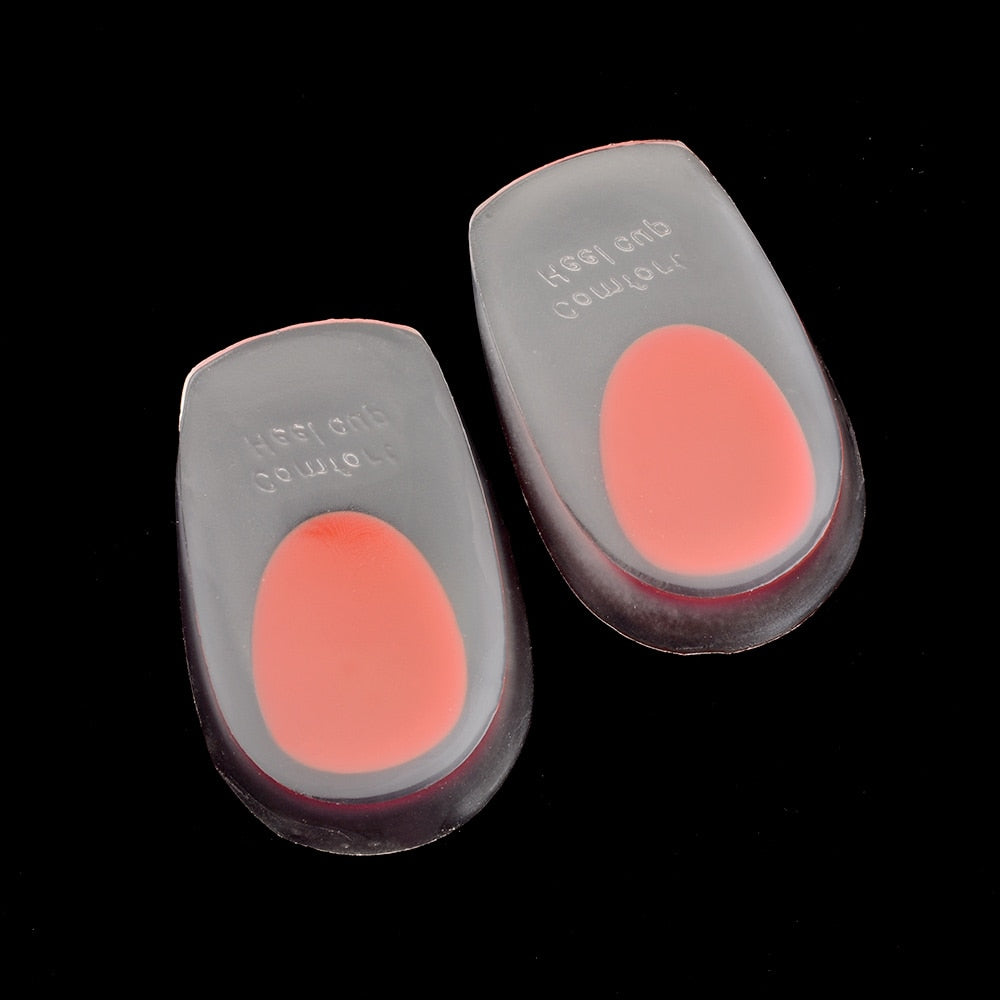 1 pair Gel Shoes Insoles Cushion Heel Cup Massage Pads Inserts Heel Care Silicone Shoe Inserts