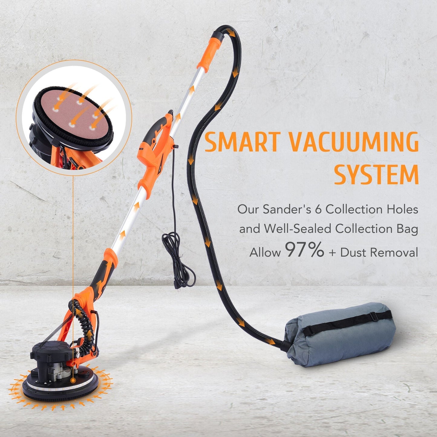 850W 82" Electric Extendable Drywall Grinding Tools Sander Machine (92157432)