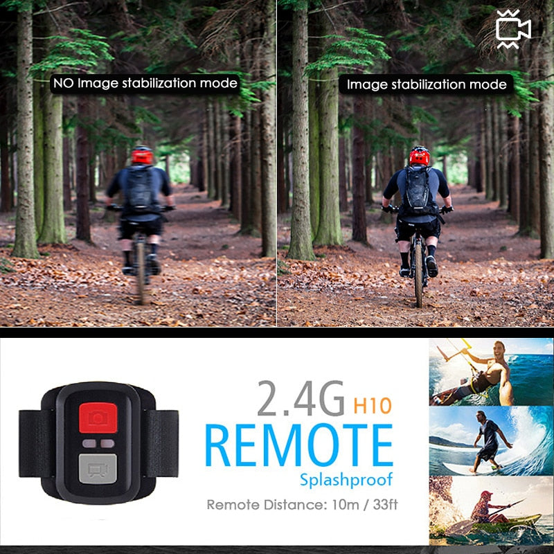 H10 EIS Anti-shake Action Camera Ultra HD 4K / 60fps WiFi 2.0" 170D Underwater Waterproof Cam Helmet Vedio Go Sport Pro Camera