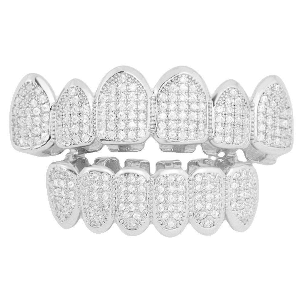 Teeth fronts copper zircon micro inlaid with real gold