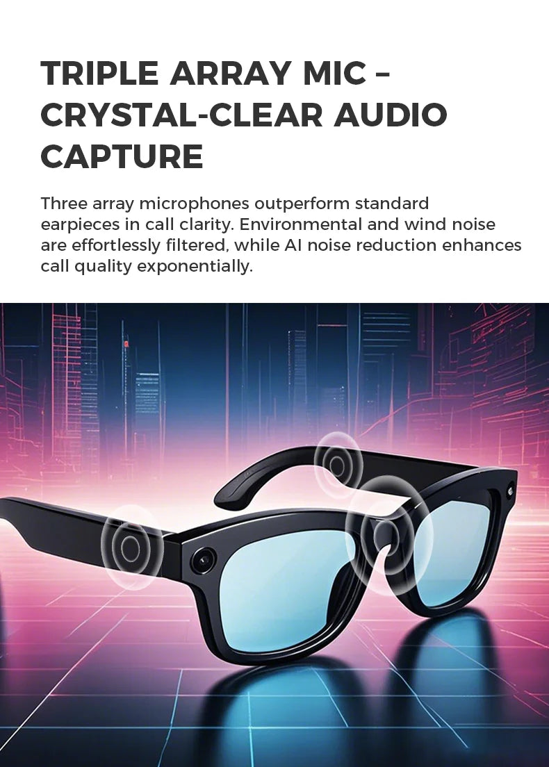 Bluetooth AI Camera glasses Bluetooth call voice assistant real-time translation 5-megapixel Camera stabilization