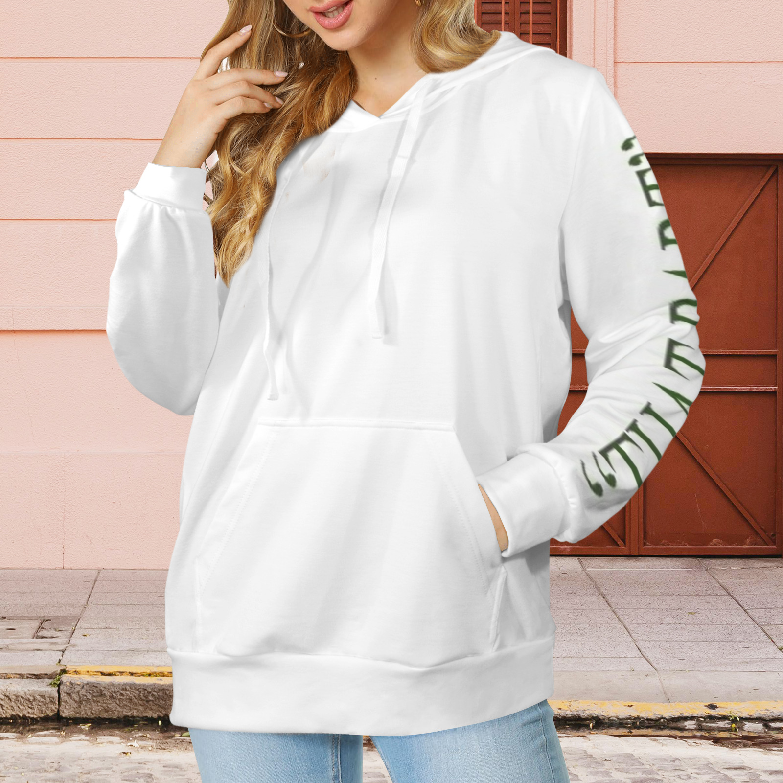 green hoodie left  side only