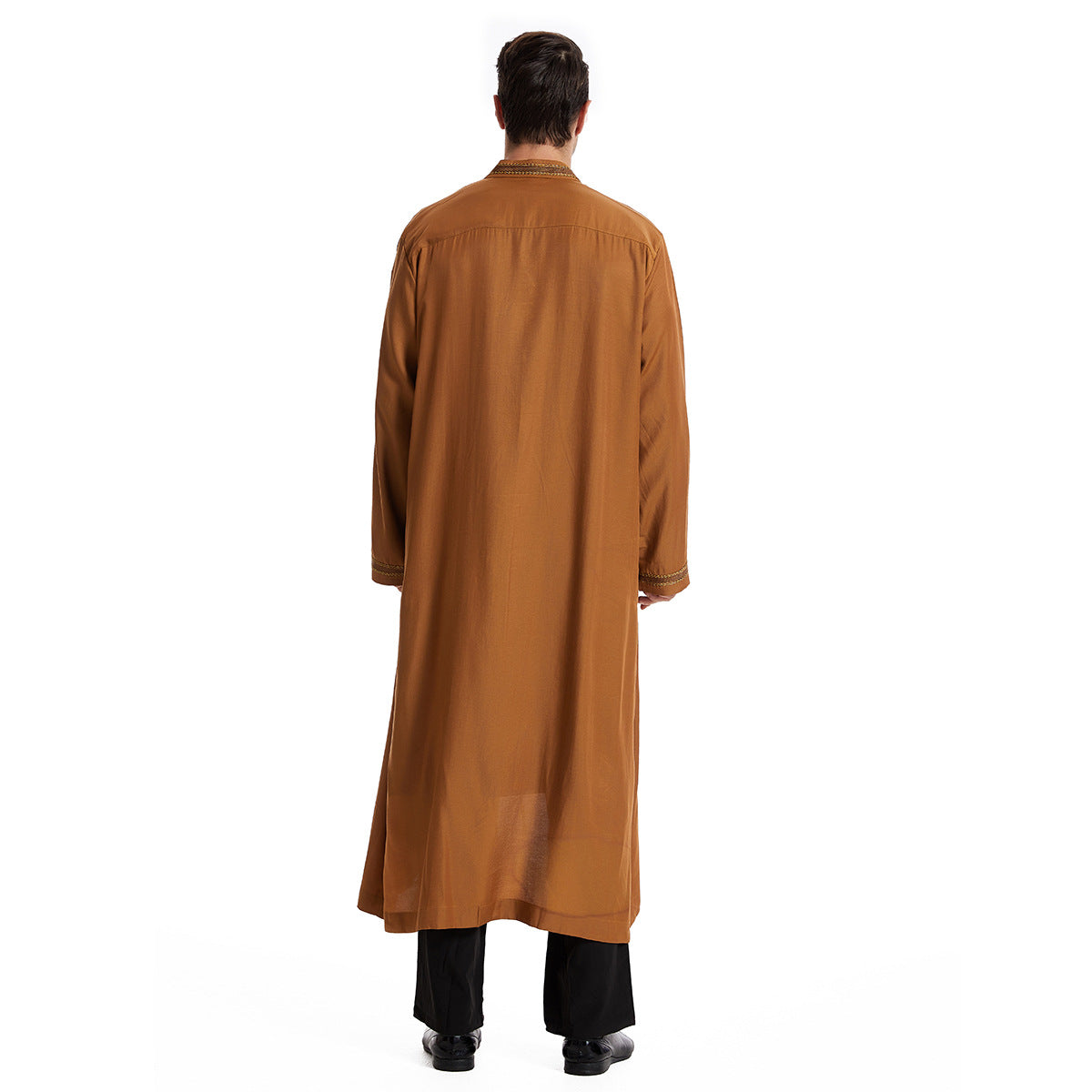 Men Open Abaya Saudi Jubba Thobe Islamic Clothing Ramadan Kimono Long Sleeve Robe Caftan Dubai Stand Collar Arabic
