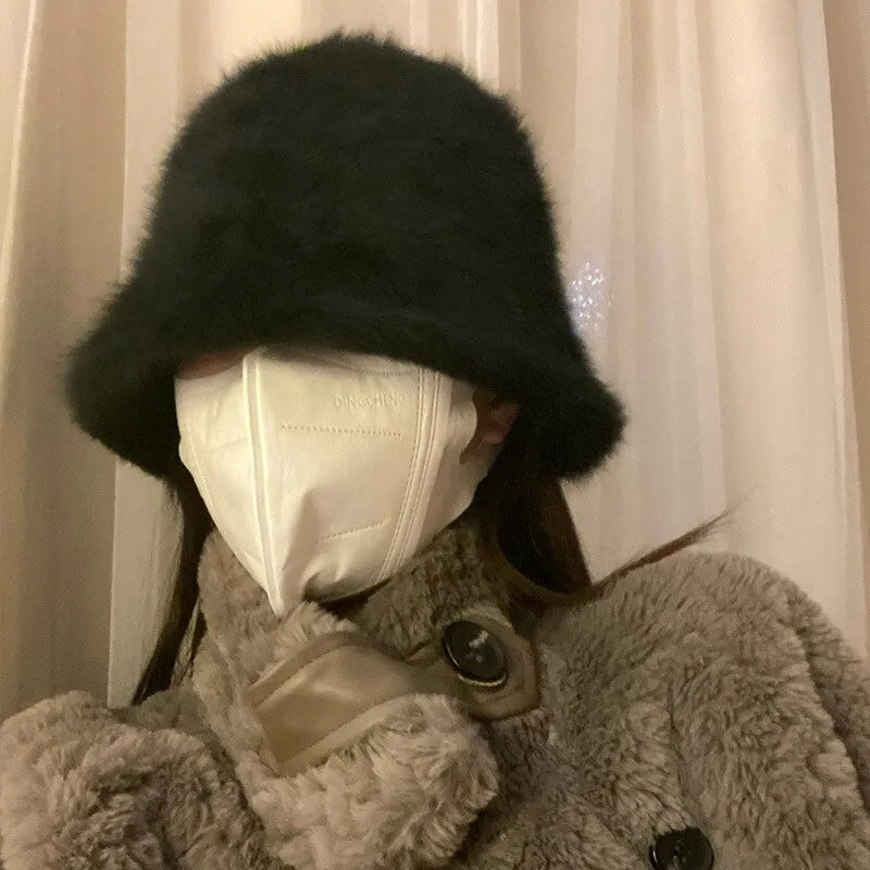 Versatile Fisherman Hat Imitation Rabbit Hair Cover Ear Protection Cold Proof Warm Plush Hat
