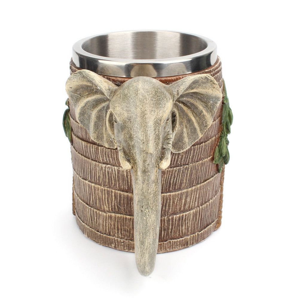 3D Tropical Rainforest Elephant Stainless Steel Coffee Mug