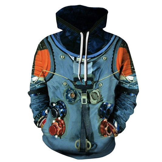 3D Printed Astronaut Space Suit Pullover Sweatshirt Pocket Hoodies