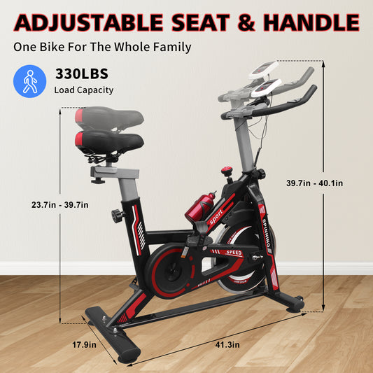 Exercise Bike Cycling Bike with Comfortable Seat Cushion Black+Red
